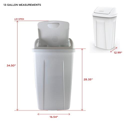 Mainstays 13 Gallon Trash Can, Plastic Swing Top Kitchen Trash Can, Gray