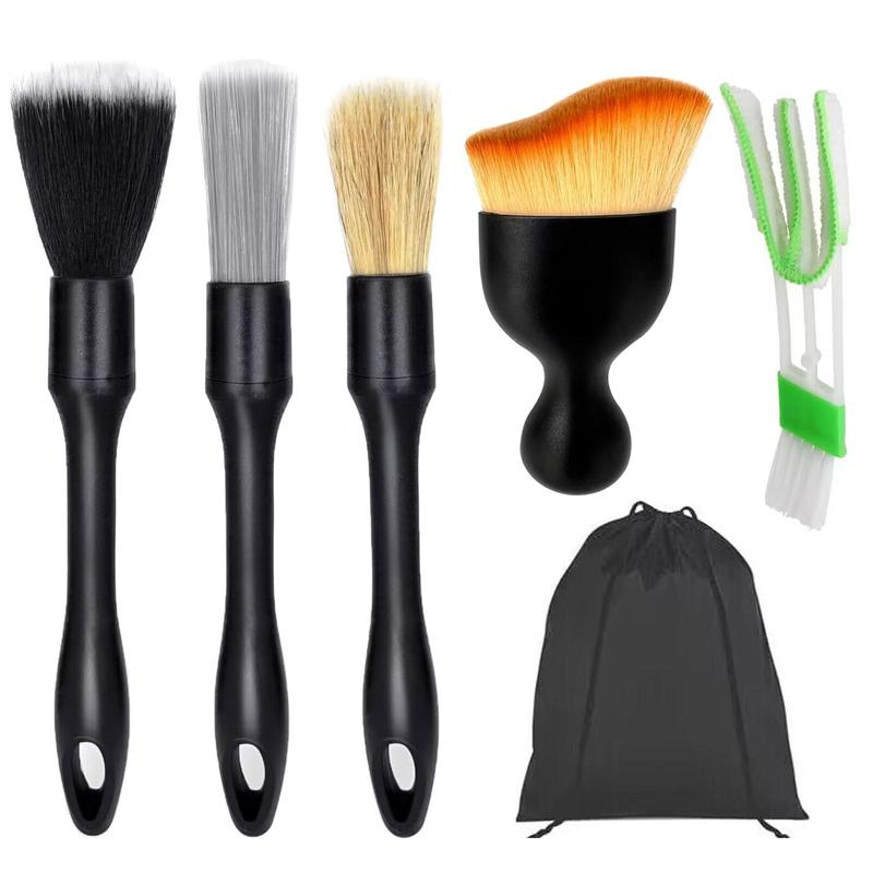 Car Interior Detailing Brush Set for Summer, Multipurpose Automotive Exterior & Interior Cleaning Brush Kit, Vehicle Soft Dusting Brush for Air Vent, Dashboard, Leather