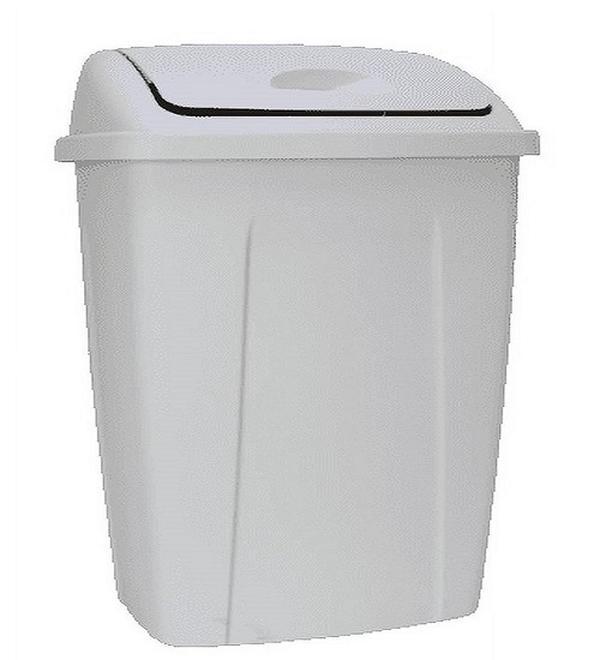 Mainstays 13 Gallon Trash Can, Plastic Swing Top Kitchen Trash Can, Gray