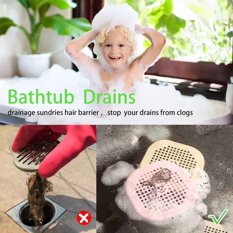 2 Pack Drain Hair Catcher Durable Silicone Bathroom Accessories Shower Drain Protector Sink Drain Strainer Hair Stopper for Shower Kitchen Bathroom Tub Grey