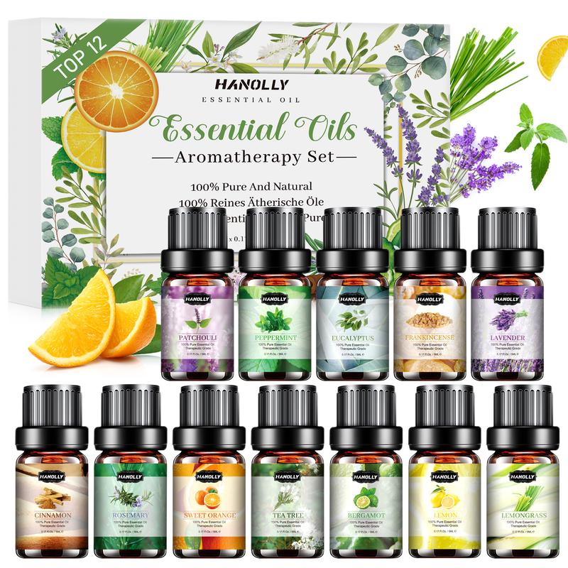 Essential Oils Set, Aromatherapy Essential Oil Kit for Diffuser, Humidifier (12 x 5ml) - Christmas Gift for Friends, Lover