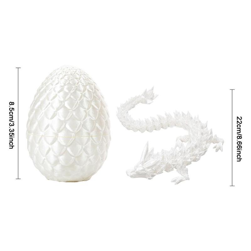 3D Printed Dragon Egg Dragon Gift Set Gemstone Dragon Ornament Full Articulated Crystal Dragon Collectible Statue for Home Decor