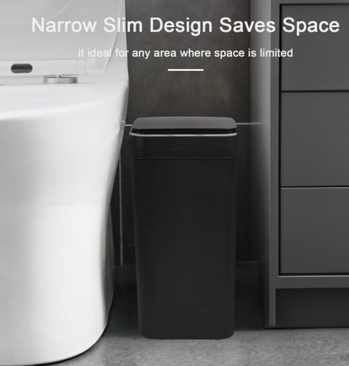 Bathroom Trash Can, Smart Touchless Automatic Motion Sensor Compost Bin with Lid, Plastic PP Rubbish Can for Kitchen, Bathroom, Office, Bedroom