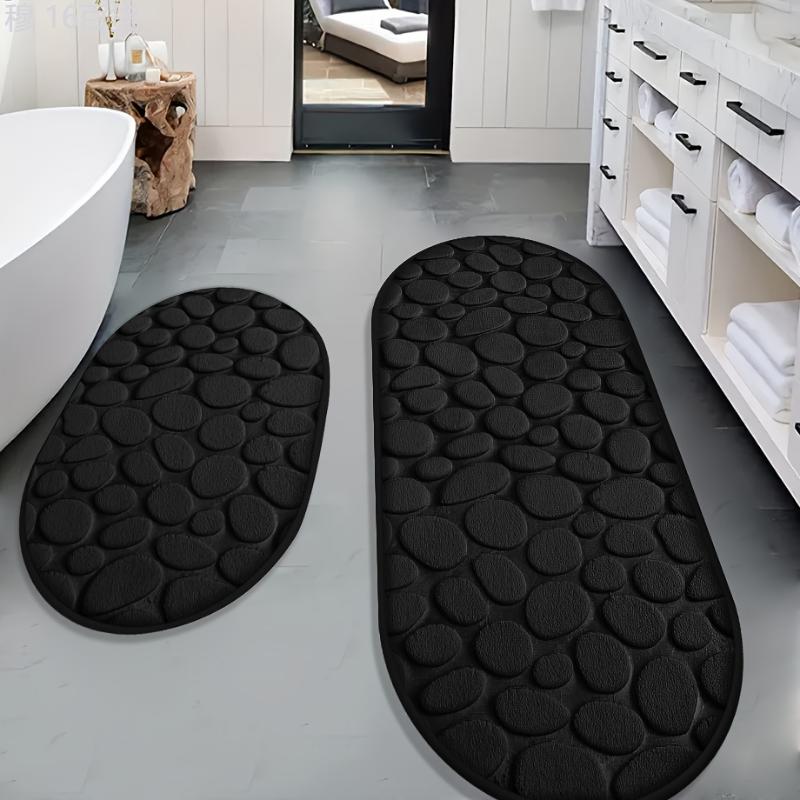 2PCS Set Luxurious Non-Slip Bath Mats - Soft, Absorbent, High-Density Polyester Bath Rugs for Bathroom, Shower, and Home Decor - Anti-Slip, Water-Repellent, and Mildew-Resistant Fleece