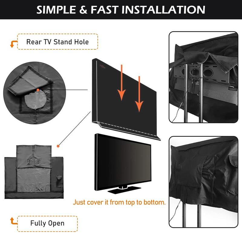 HOMEYA Outdoor TV Cover 30-32 Inch with Clear Scratch Resistant Front Flap + Bottom Cover, 600D Weatherproof & Waterproof TV Screen Protector, Fits Most TV Mounts Stands with Remote Controller Pocket