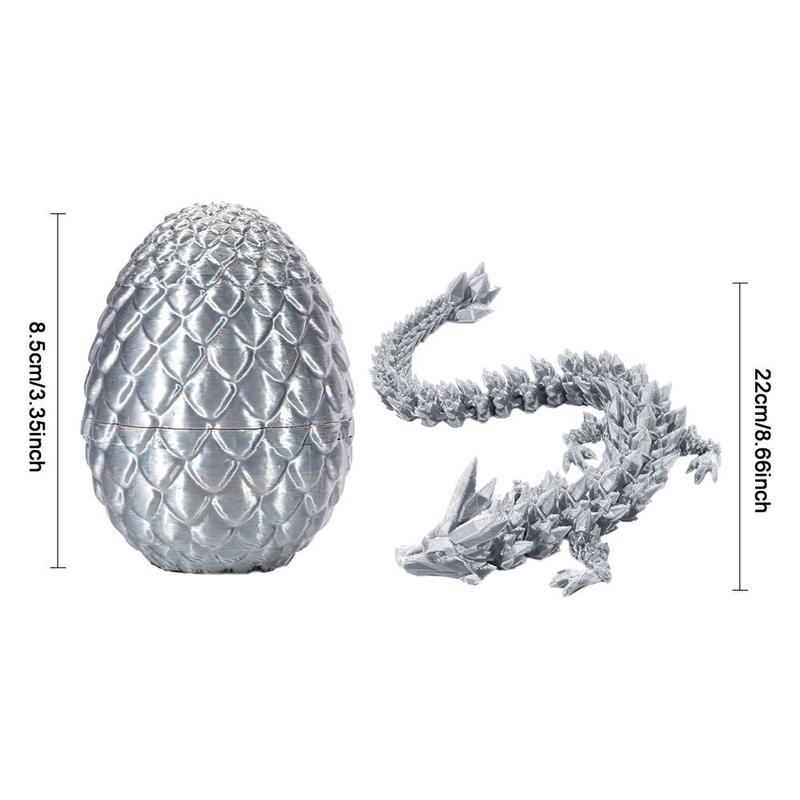 3D Printed Dragon Egg Dragon Gift Set Gemstone Dragon Ornament Full Articulated Crystal Dragon Collectible Statue for Home Decor