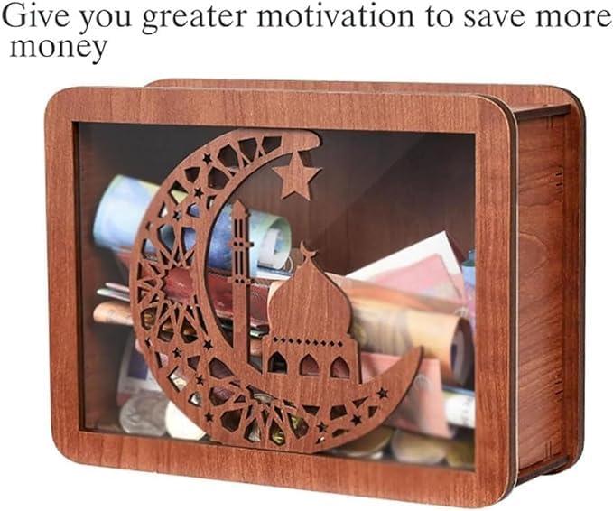 Cash Vault Wooden Savings Box - 2024 New Wooden Cash Saver Money Box with Coin Counter Piggy Decor Decorative Ornaments