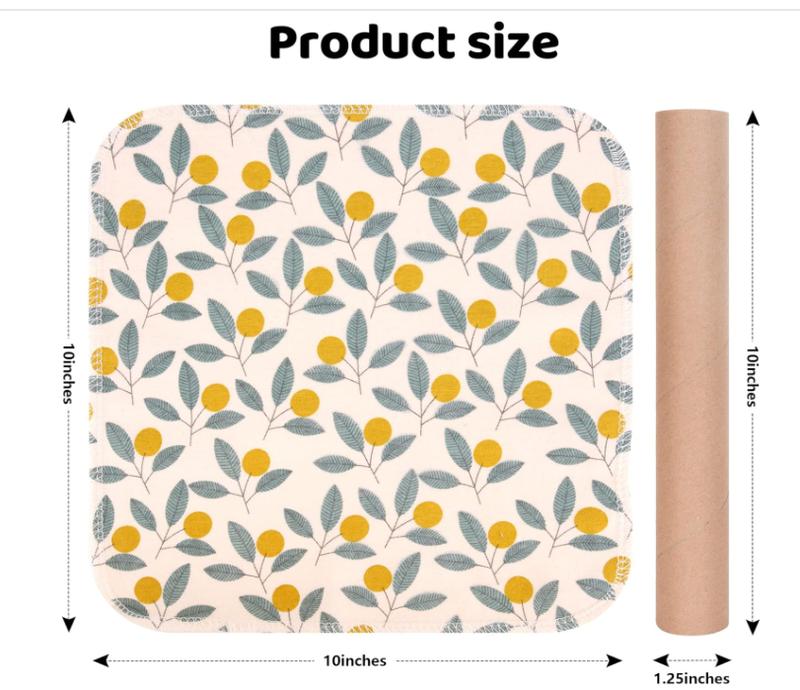 Reusable Paper Towels Roll, 25 Packs Washable Cotton Flannel Paper Towels, w Cardboard Roll, 10 X 10in Super Soft, Absorbent, Fits on All Holders Kitchen Cloths Paper Towels