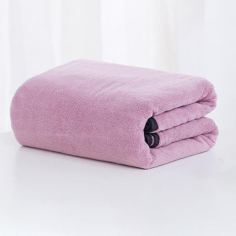 Solid Color Bath Towel, 1 Count Soft Water Absorbent Bath Towel, Bath Towel for Home Bathroom, Household Towel for Daily Use