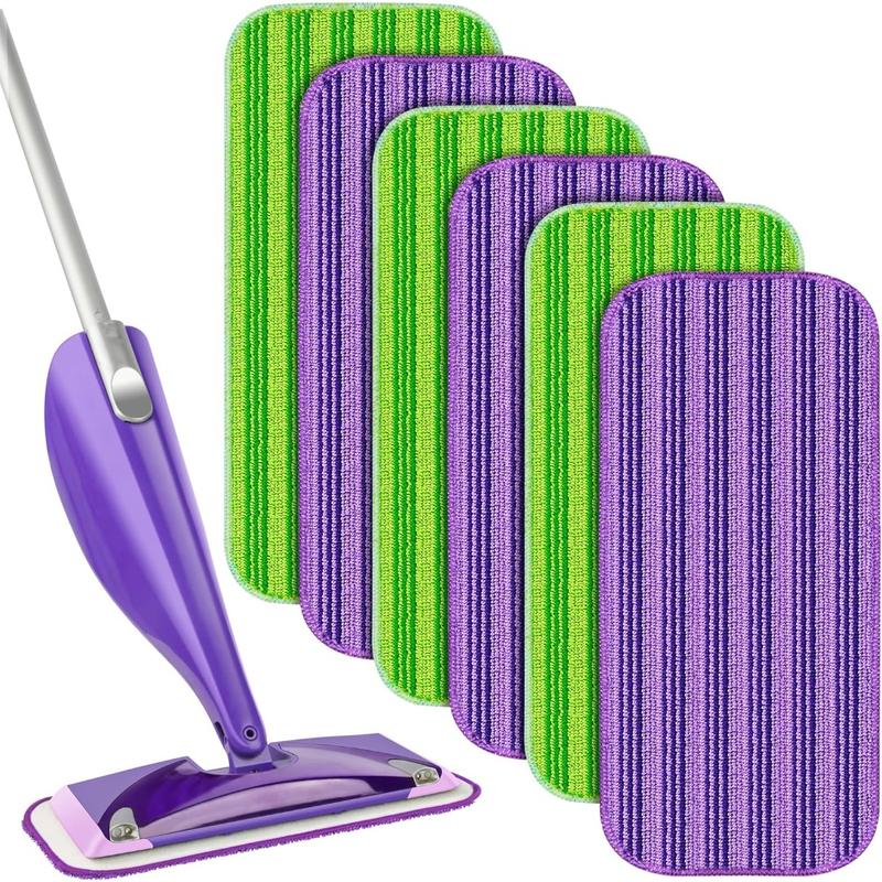 6 Pack Reusable Mop Pads Compatible with Swiffer Wet Jet Mop, Wet Pads Refill Pads Refills Mop Refill Pads Washable Wet Dry Use Mop Replacement Heads for Hard Wooden Floor Cleaning