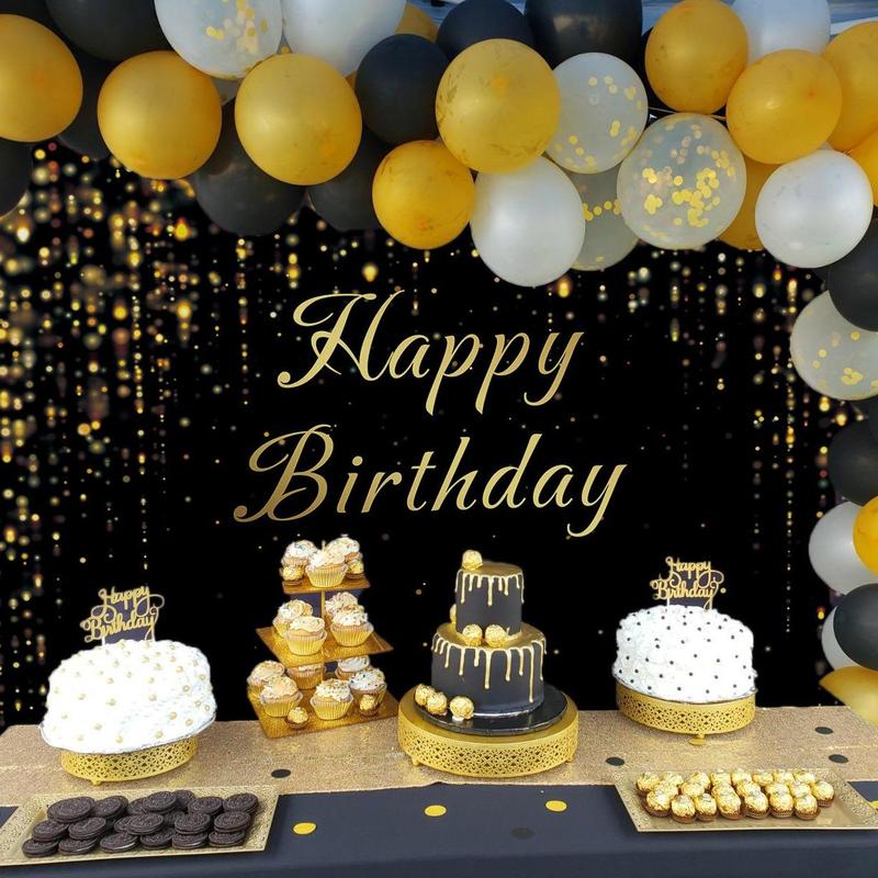 Happy Birthday Letter Pattern Backdrop, Glitter Background Board, Birthday Party Decoration Supplies for Home & Party