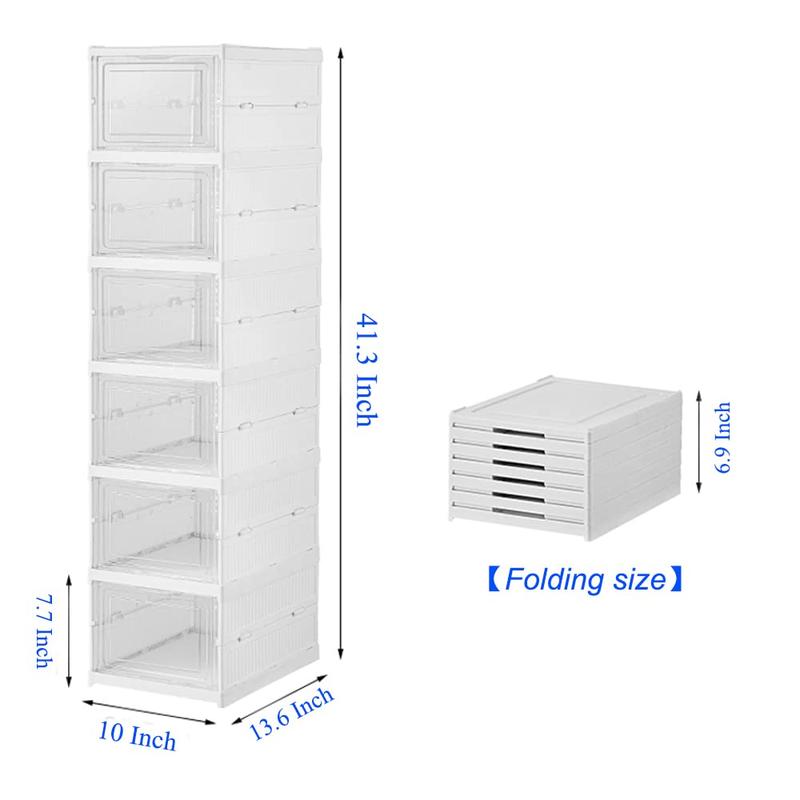 ONAIL Foldable Shoe Rack   Collapsible Storage Box for up to 14. 6-Layer Organizer. Free Standing Stackable Plastic Bins with Lids, foldable shoe rack shoe organizer