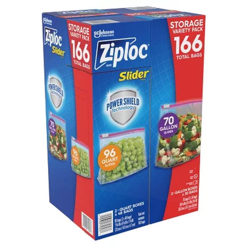 Ziploc Slider Storage Bags Variety Pack, Quart 96 Ct., Gallon 70 Ct. Kitchen Organiser