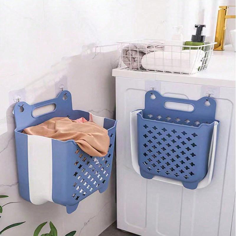 Foldable Hollow Out Laundry Basket, 1 Count Wall Mounted Dirty Clothes Basket, Household Storage Basket for Bathroom, Laundry Room, Bedroom, Kitchen