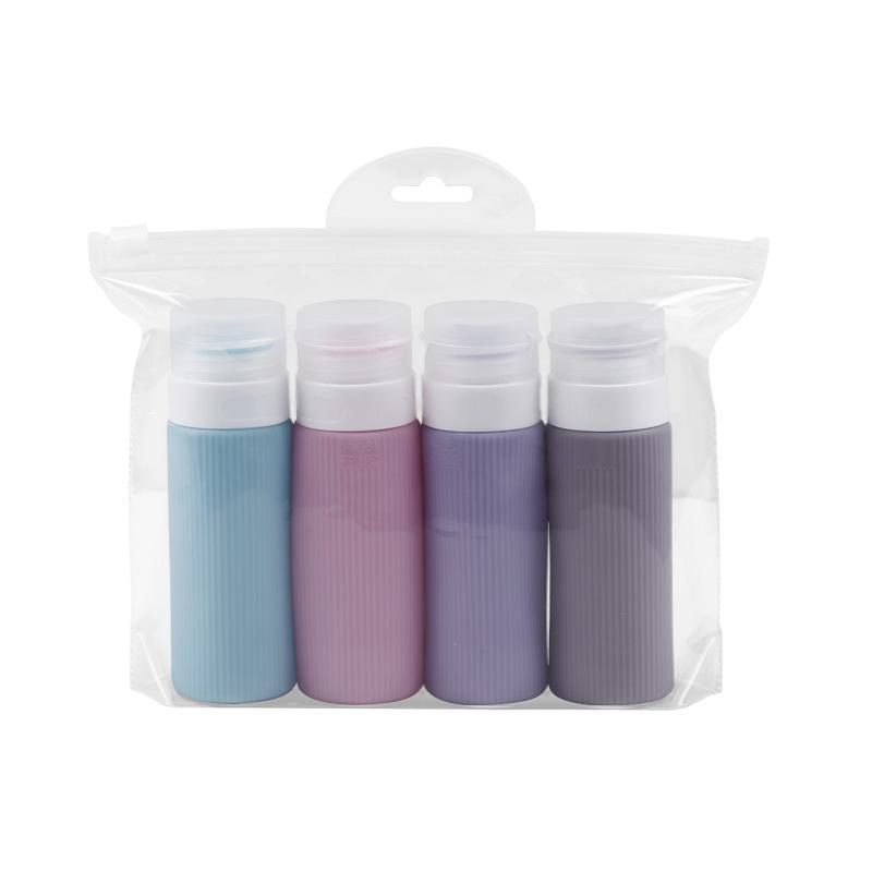 Empty Silicone Travel Bottle, 4 Counts set Lotion Shampoo Press Bottle, Dustproof Storage Bottle for Home & Travel