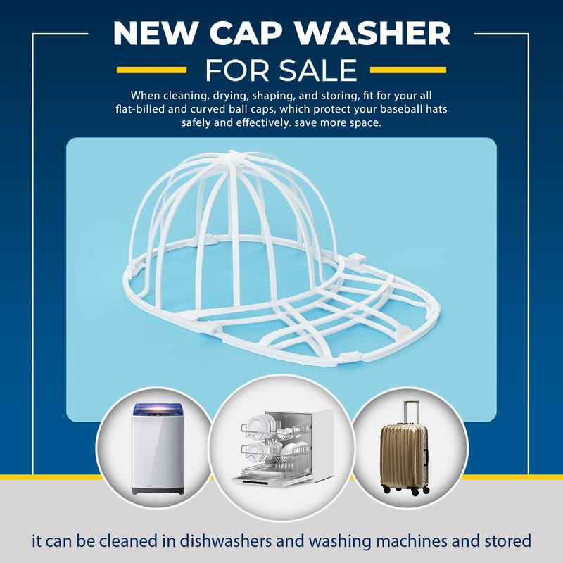 Hat Washer Cage Hat Cleaner for Baseball Caps Hat Washer for Washing Machine Fit for Adult and Kid's Baseball Caps, White Accessories Laundry