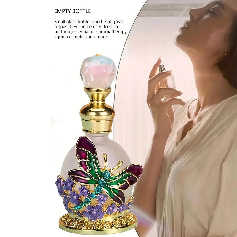 Butterfly Design Refillable Mini Perfume Bottle with Glass Ball Roller, Travel Portable Perfume Dispenser Bottle