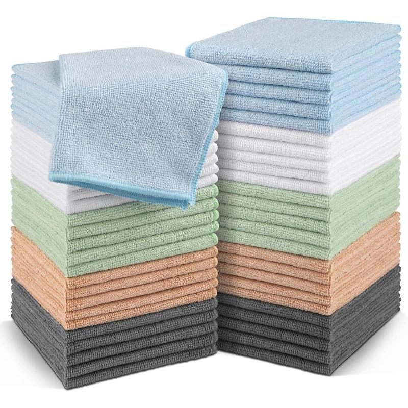 Microfiber Face Towel Set, 50-Pack, Highly Absorbent, Soft Touch Face Cloths, Multi-Purpose Face Towels for Bathrooms, Hotels, Spas and Gyms, 12x12 Inch