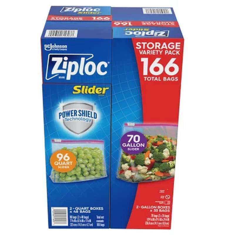 Ziploc Slider Storage Bags Variety Pack, Quart 96 Ct., Gallon 70 Ct. Kitchen Organiser