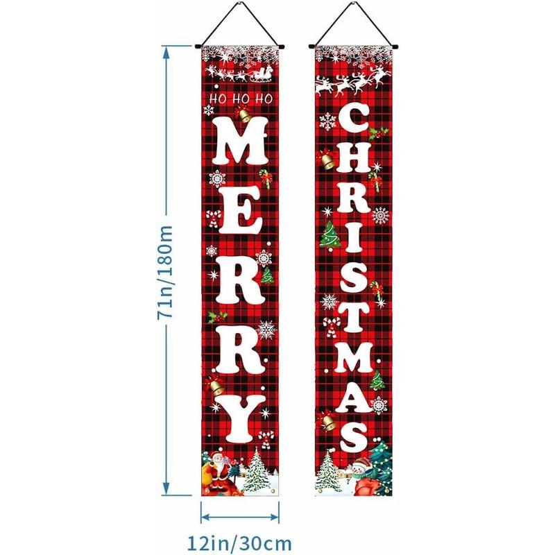 Christmas Decorations Red Black Buffalo Plaid Sign Set for Festival Merry Christmas Door Banner | Outdoor Yard & Front Porch | Indoor & Outdoor Xmas Decor for Home, Wall, Front Door, Yard, and Garage Ornaments