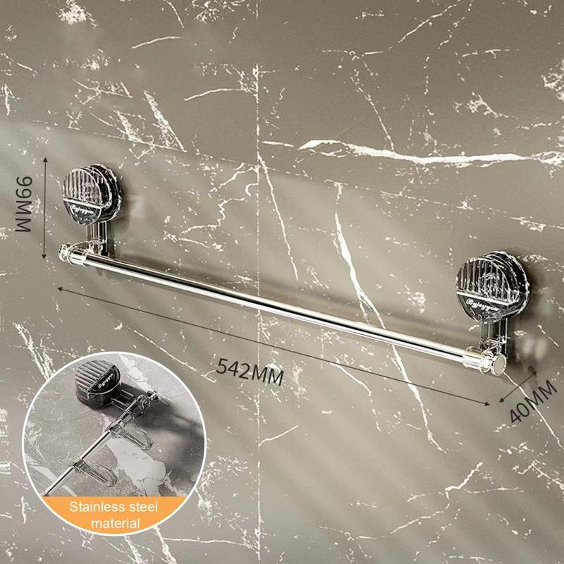 Adjustable telescopic Corner Suction Cup Towel Rack for Bathroom,No-Drill Kitchen Household Storage Rack, Single Rod with Hooks