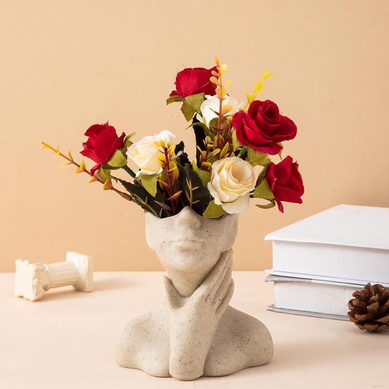 Creative Head Vase without Flower, 1 Count Modern Resin Vase, Flower Arrangement Vase, Home Decor Supplies for Living Room Bedroom Office