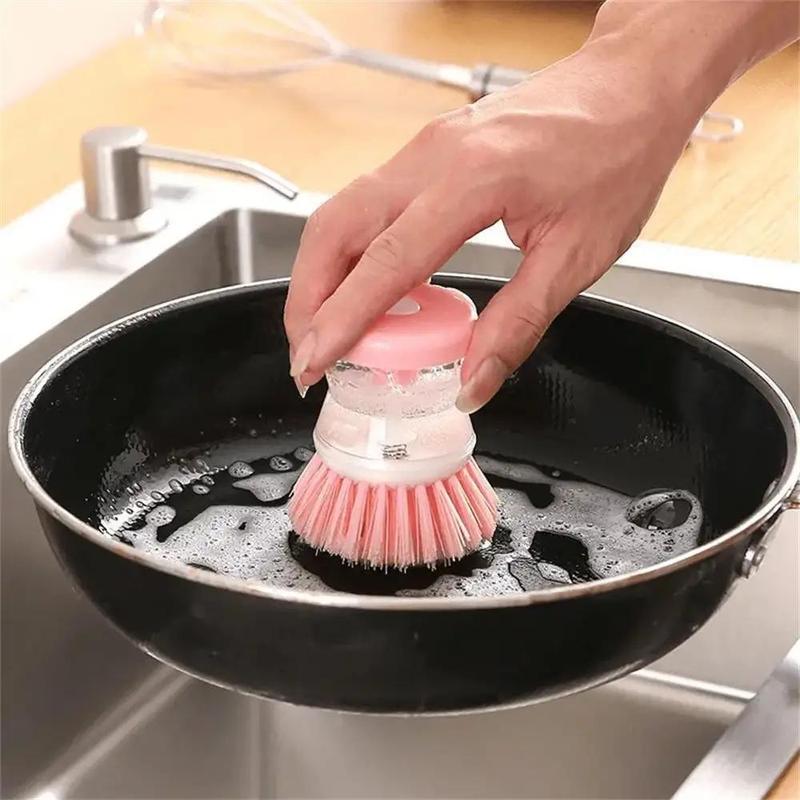 Soap Dispenser Brush, 1 Count Automatic Soap Dispensing Scrub Brush for Pot Pan Kitchen Sink, Liquid Filling Cleaning Brush