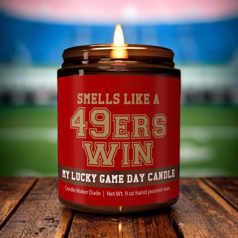 Smells Like a 49ers Win Candle, 49ers Candle, Game Day Decor, Funny 49ers Fan Gift, Lucky 49ers Candle Unique