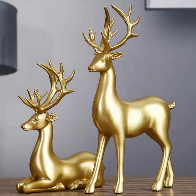 Deer Design Ornament, 1 Pair Animal Figurine Desktop Decoration, Desktop Figurine Decor for Home and Office