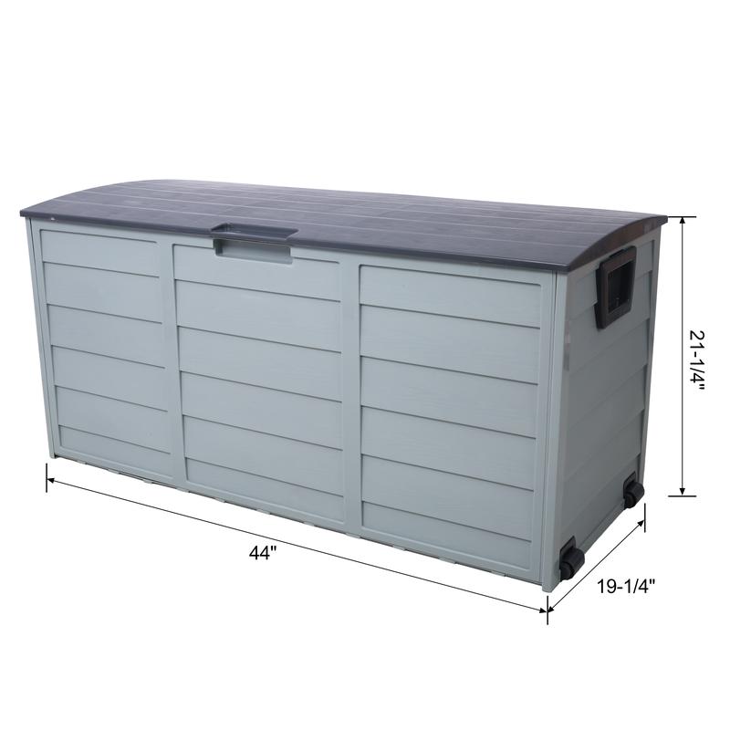 All Weather UV Pool Deck Box Storage Shed Bin Backyard Patio Outdoor w  Wheel,75 Gallon Resin Deck Box-Organization and Storage, Organiser Hand