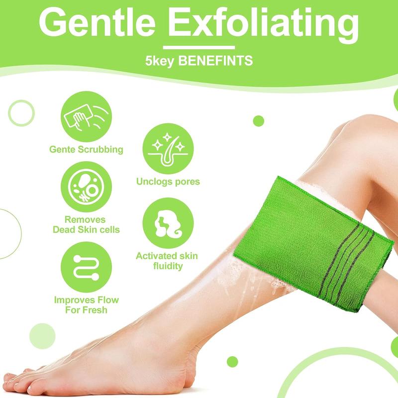 12 Pieces Korean Exfoliating Mitt Exfoliating Cloth Towel Korean Style Body Scrub Korean Style Scrubbing Cloth Bath Body Exfoliating Scrub Towel(Yellow, Green, Blue, Pink, Small) Accessories Cleaning