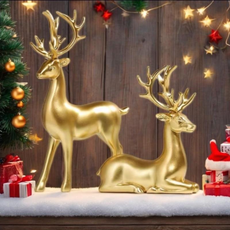 Deer Design Ornament, 1 Pair Animal Figurine Desktop Decoration, Desktop Figurine Decor for Home and Office