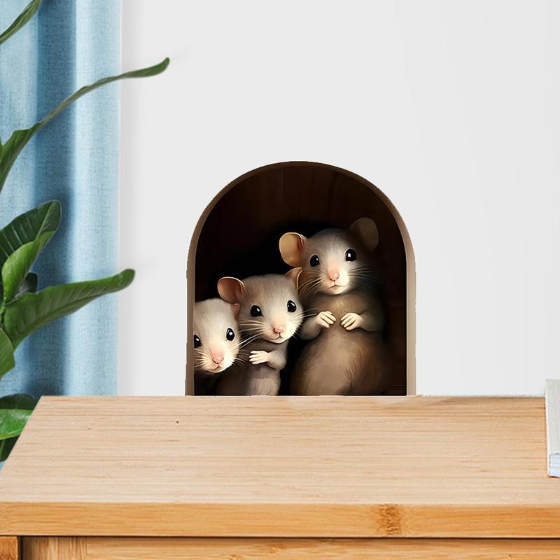 Cute Mouse Pattern Wall Sticker, 1 Count Self-adhesive Wall Decal, Creative Wall Sticker for Bedroom Living Room Corner Stair