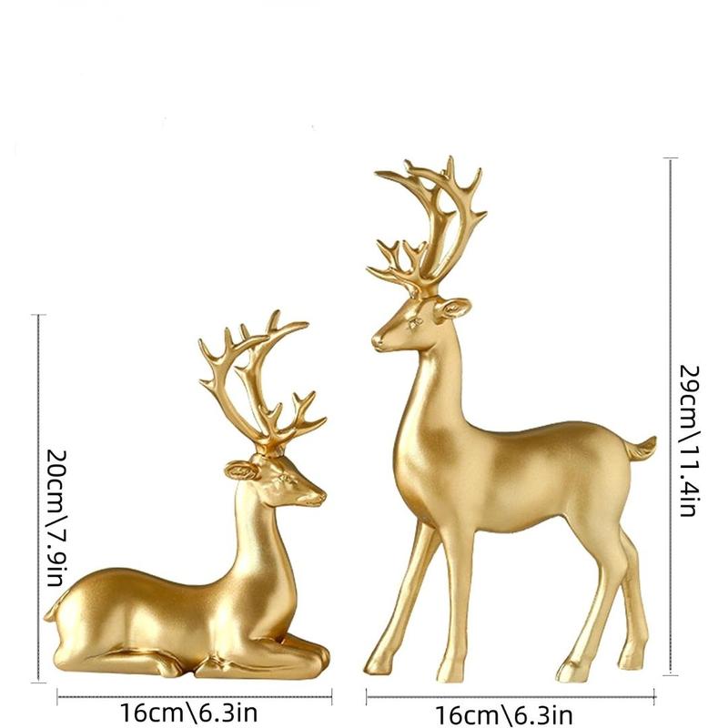 Deer Design Ornament, 1 Pair Animal Figurine Desktop Decoration, Desktop Figurine Decor for Home and Office