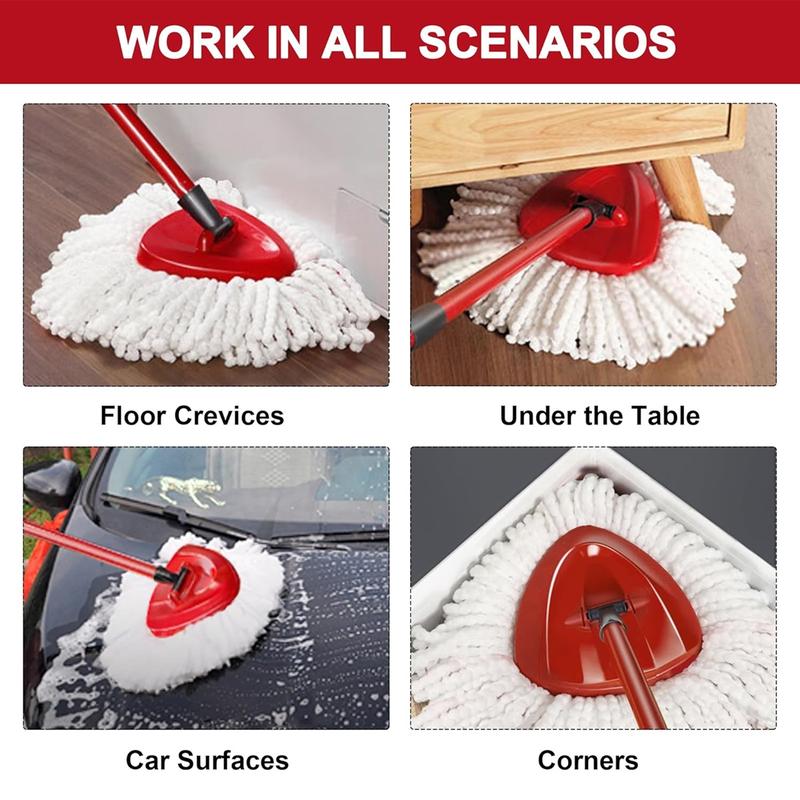 [LIMITED TIME] 3PC Spin Mop Refill for O-Cedar EasyWring 1 Tank System. Microfiber Spin Mopheads for Hard Floor Cleaning. Free 1PC Gift Scrub Brush