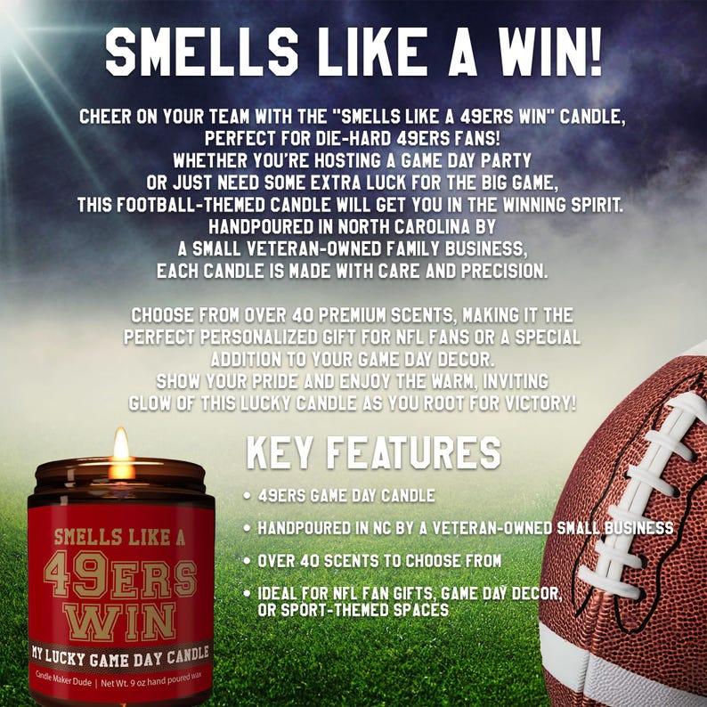 Smells Like a 49ers Win Candle, 49ers Candle, Game Day Decor, Funny 49ers Fan Gift, Lucky 49ers Candle Unique