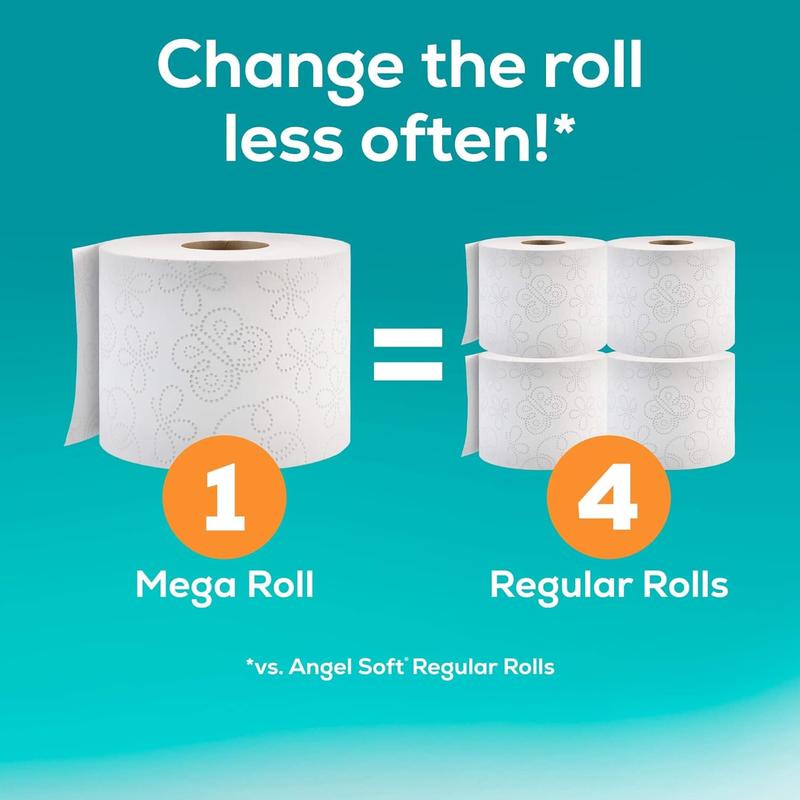 Toilet Paper, 16 Mega Rolls = 64 Regular Rolls, Soft and Strong Toilet Tissue