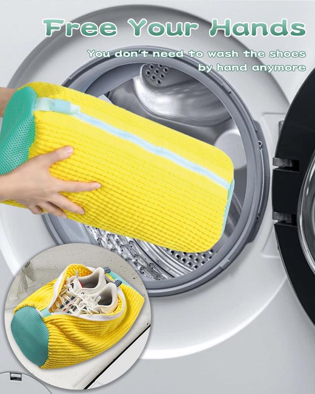 Shoe Washing Bag for Washing Machine, Laundry Shoe Bag For Washer And Dryer, Reusable Shoe Washing Bag for All Shoe Types And Sizes (Yellow 2pcs) Accessories