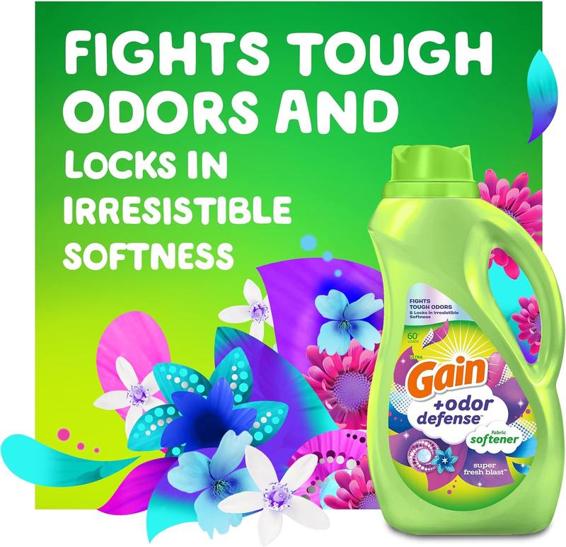 Odor Defense Liquid Fabric Softener, Super Fresh Blast Scent, 140 oz 190 Loads