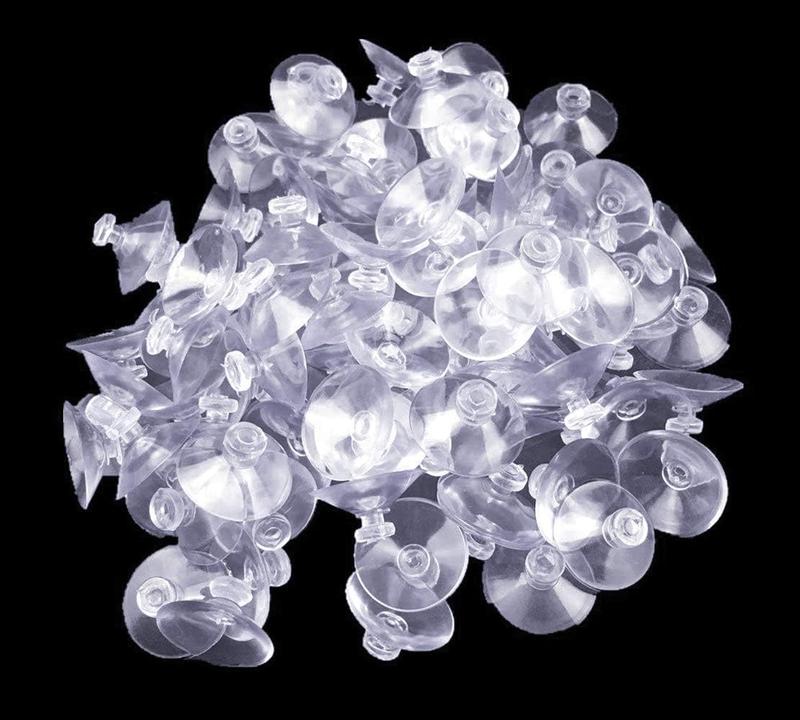 100 count Mini Clear Plastic Suction Cups Without Hooks (Diameter 20mm)