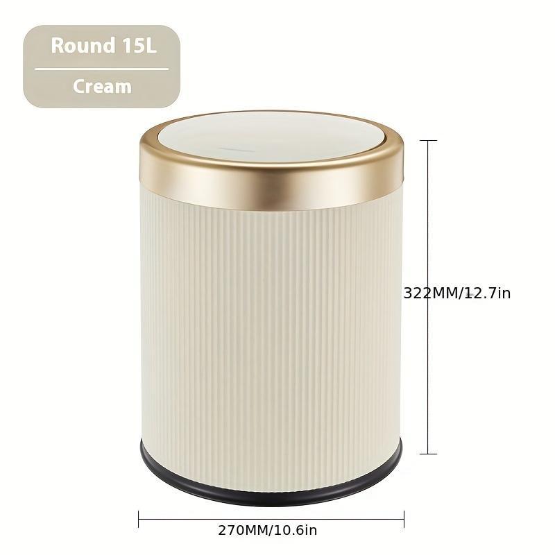 Round Trash Can with Lid, 1 Count Household Trash Bin, Kitchen Trash Waste Can, Bathroom Waste Container for Living Room