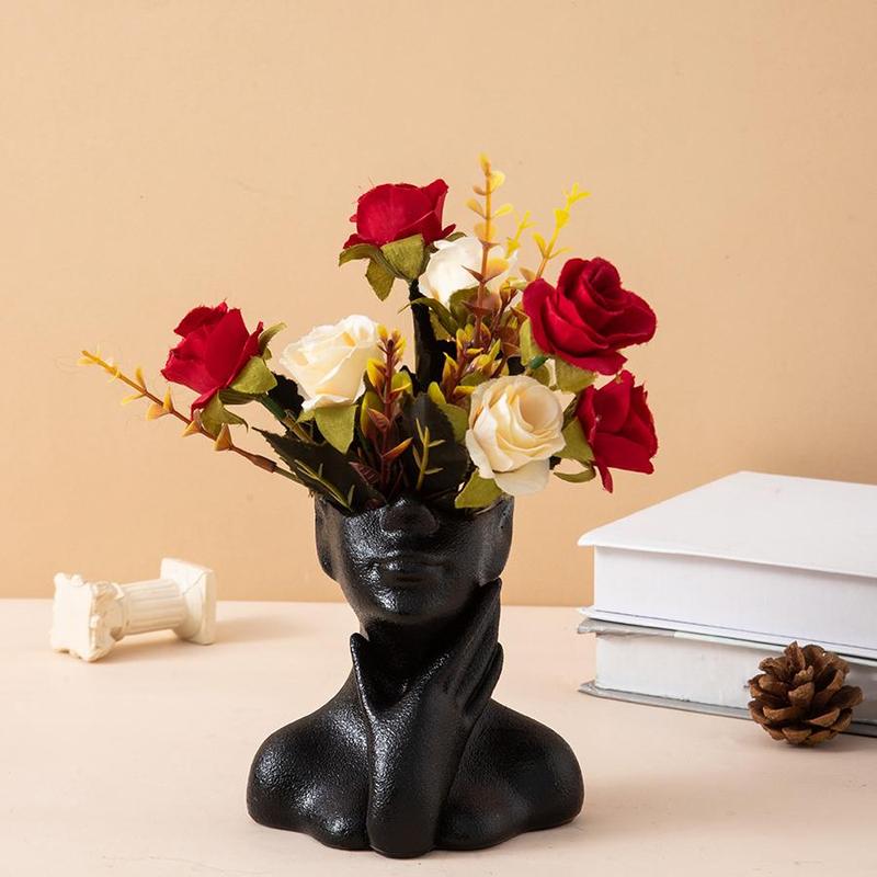 Creative Head Vase without Flower, 1 Count Modern Resin Vase, Flower Arrangement Vase, Home Decor Supplies for Living Room Bedroom Office