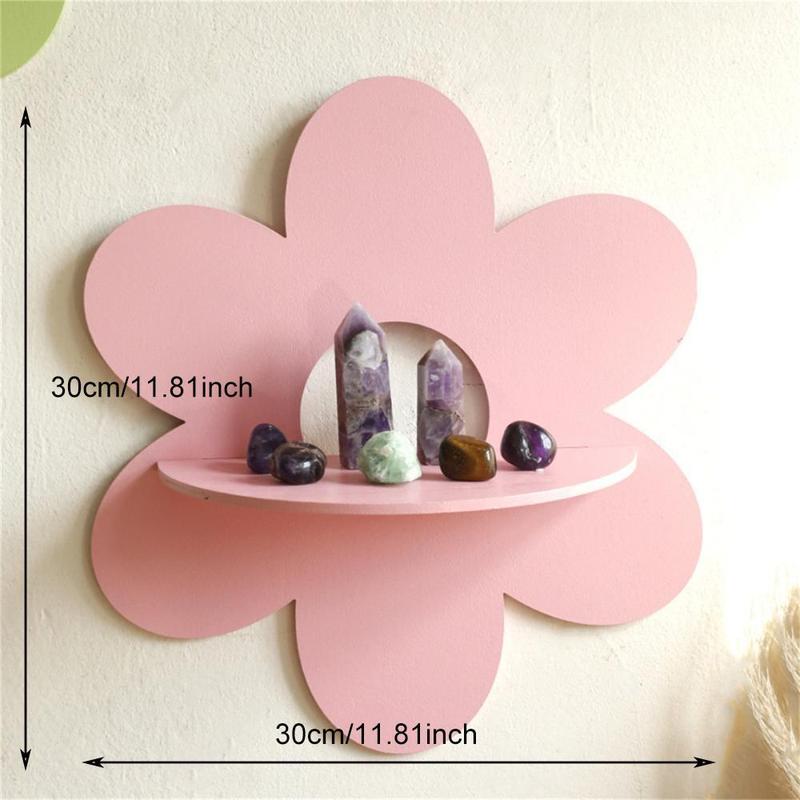 Flower Shaped Wall Mounted Storage Rack, 1 Count Wooden Wall Storage Rack, Household Storage Holder for Home Living Room Bedroom