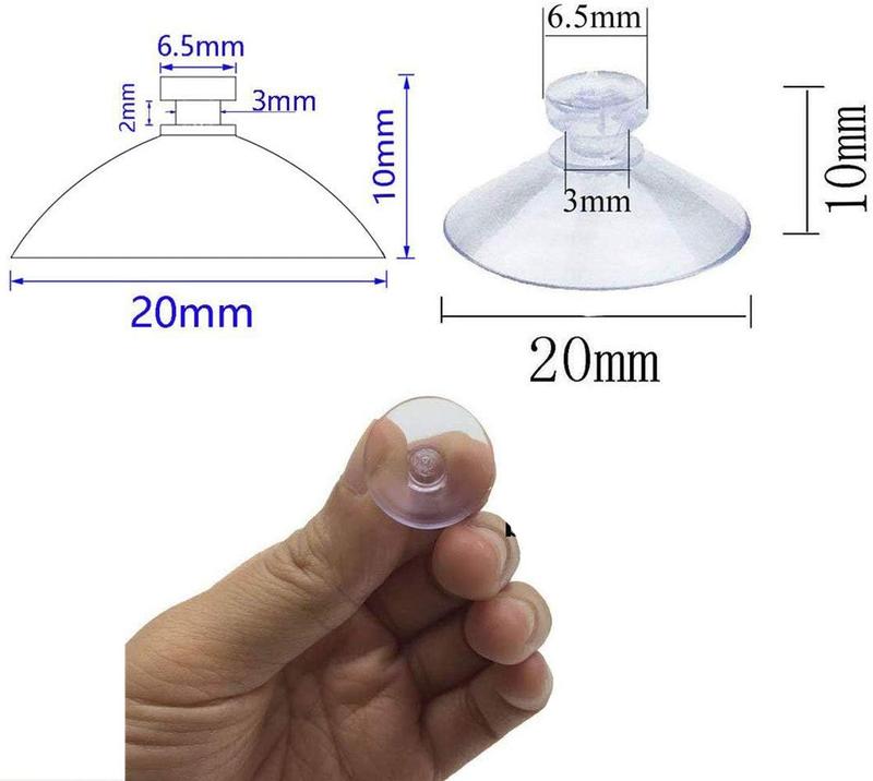 100 count Mini Clear Plastic Suction Cups Without Hooks (Diameter 20mm)