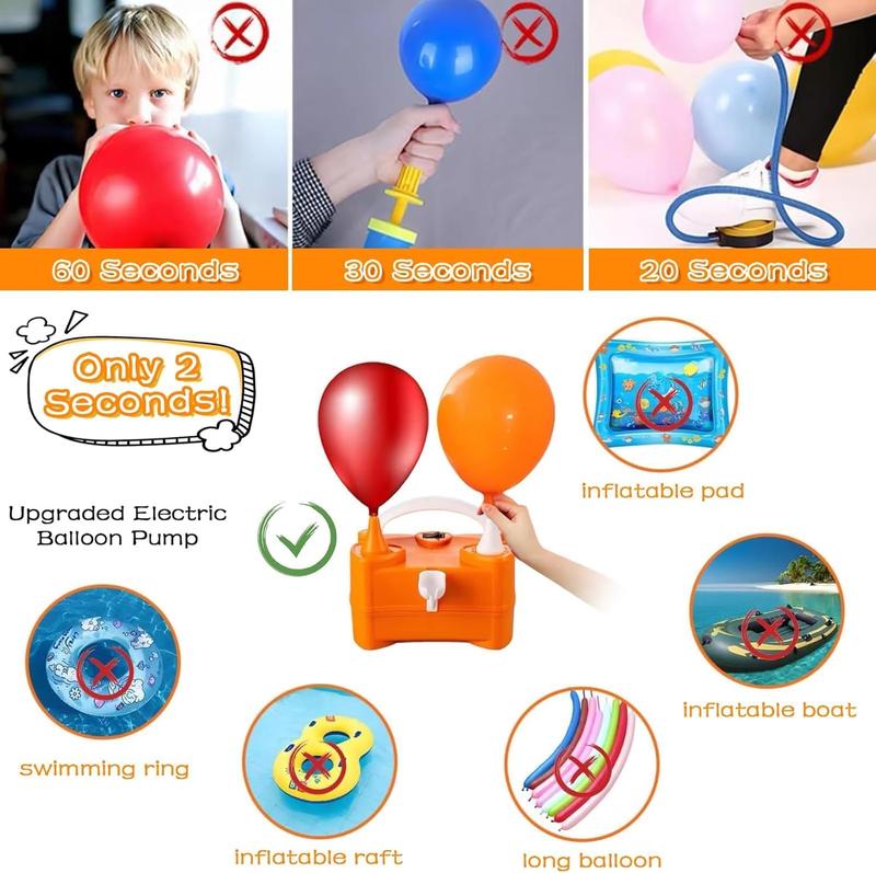 Electric Balloon Pump and Tying Tool in One, Portable Dual-Nozzle Electric Inflator 110 600W Electric Air Balloon Pump for Birthday Party Decorations Baby Shower Wedding Graduation Balloons Decor