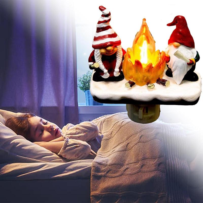 Stove & Gnome Design Night Light, 1 Count Creative Plug Charging Christmas Themed Ornament, Decorative Night Light for Home Bedroom Living Room