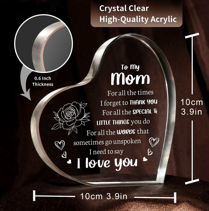 Gifts for Mom, Mom Birthday Gifts Mothers Day Gifts, Gifts to My Mom - Acrylic Keepsake 3.9x3.9 Inch - I Love You Mom Gifts from Son Daughter - Best Valentines Day Christmas Gift Ideas for Mom