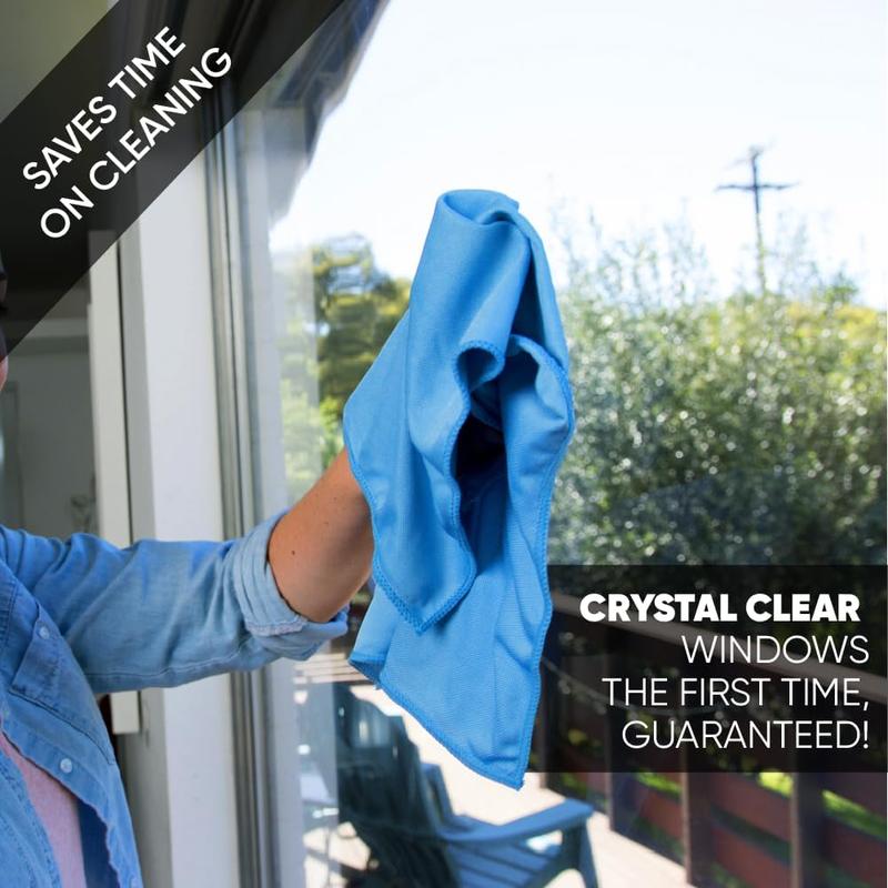 Glass Cleaning Cloths | Streak Free Windows & Mirrors | Lint Free Towels |  Windows Wipes | Polishing Rags | Machine Wash- Blue, Green (8 Pack)