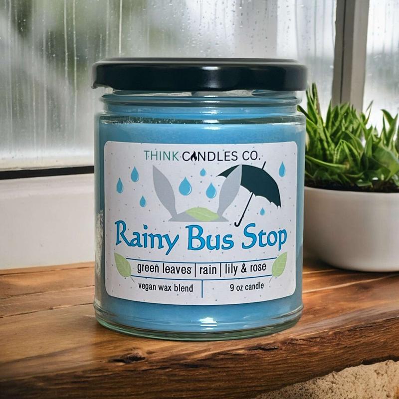 Rainy Bus Stop Candle | Hand Poured Vegan Wax Blend Candle | 9 oz, 4 oz, 2 oz Snap Bar