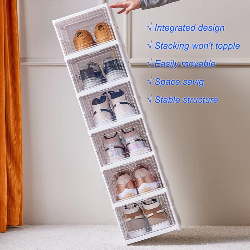 ONAIL Foldable Shoe Rack   Collapsible Storage Box for up to 14. 6-Layer Organizer. Free Standing Stackable Plastic Bins with Lids, foldable shoe rack shoe organizer